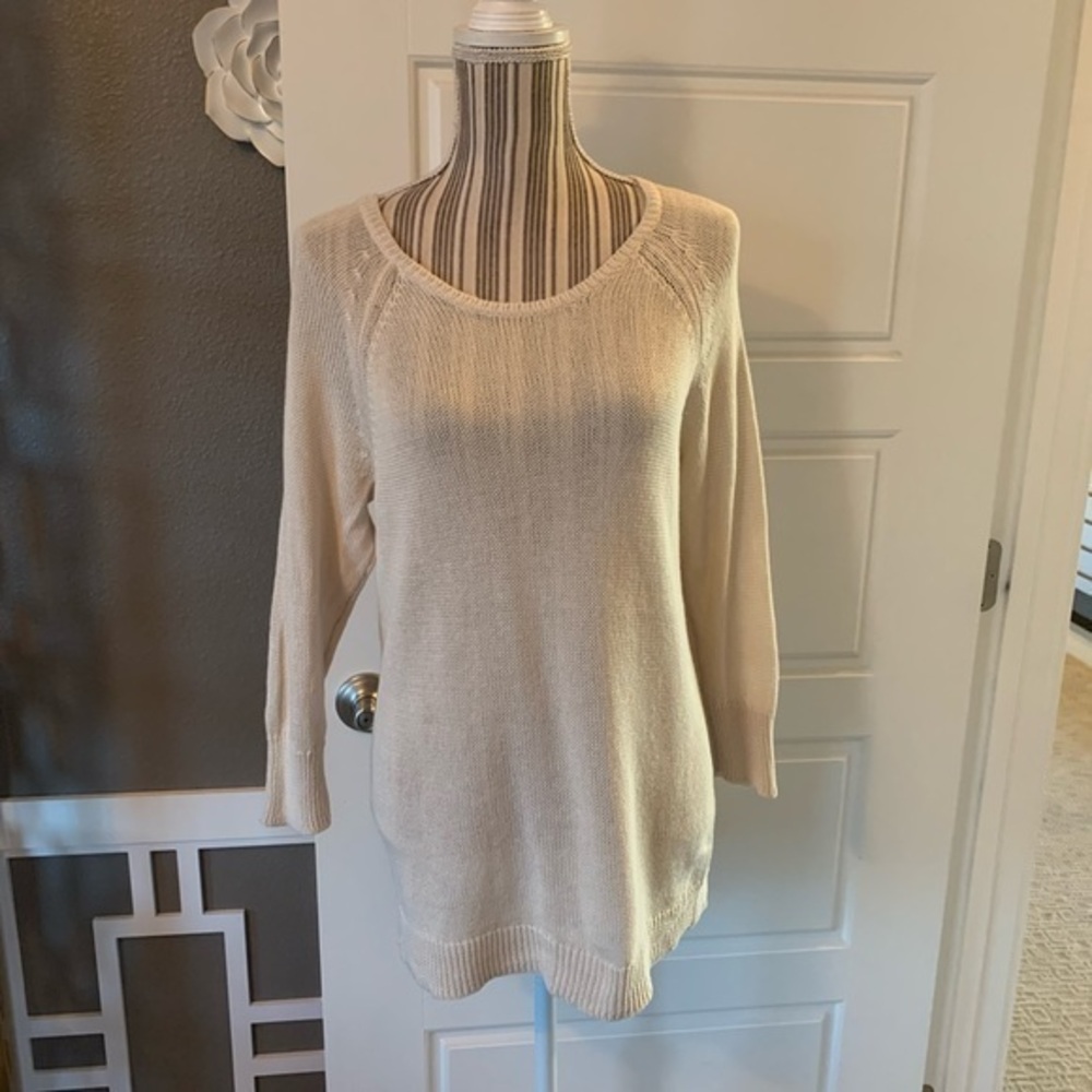 Halogen Knit See-Thru Back Sweater